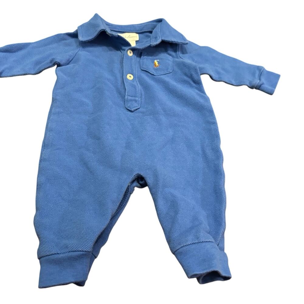 Ralph Lauren baby boy 3M blue LS one piece